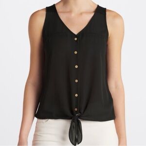 FORTUNE + IVY
Black Bendry Mixed Material Tie Front Blouse | L